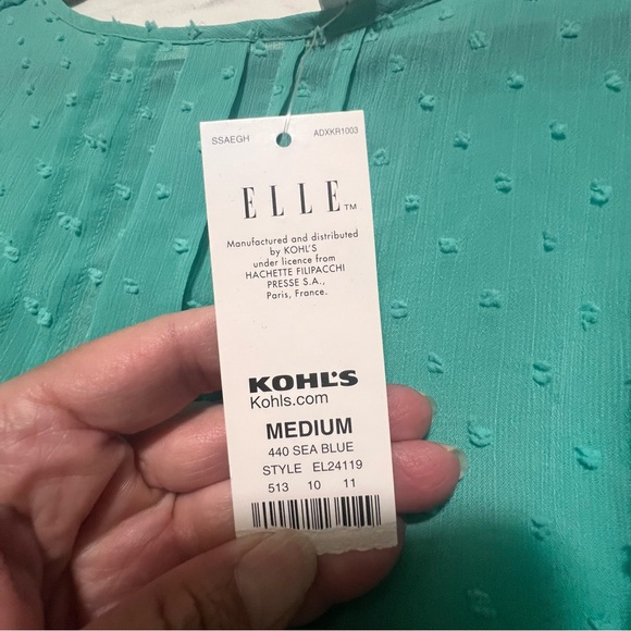 NWT Elle Green Ruffled Peplum Tank Top Zipper Back Flowy Sheer Feminine Vacation - Picture 3 of 5